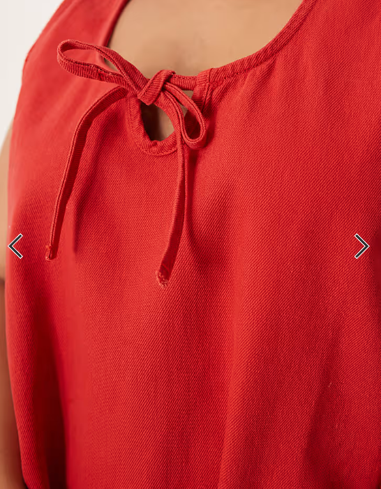 ASOS DESIGN Curve denim scoop mini dress with bow front in red
