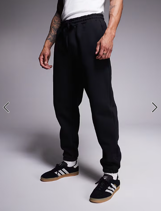 ASOS DESIGN premium heavyweight tapered sweatpants in 400gsm in black