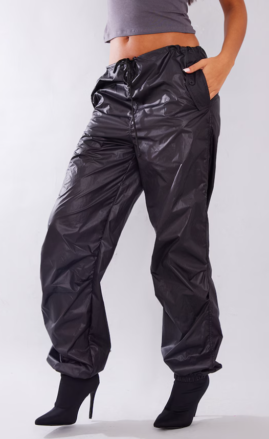 Tall Black Parachute Pants