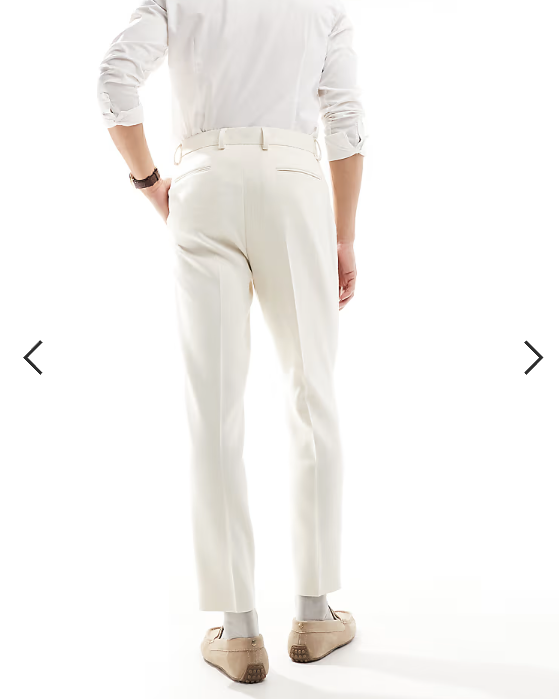 ASOS DESIGN smart tapered fit trousers in ecru textured fabric