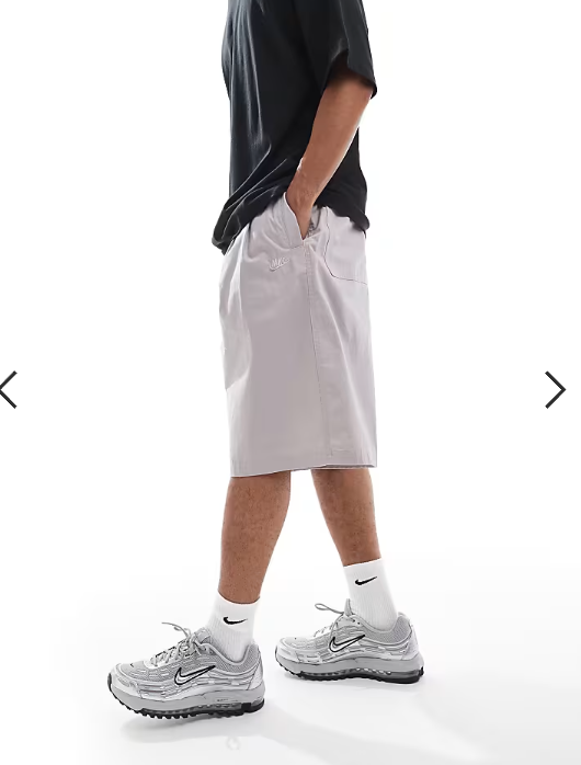 Nike Club Woven oversized shorts in grey