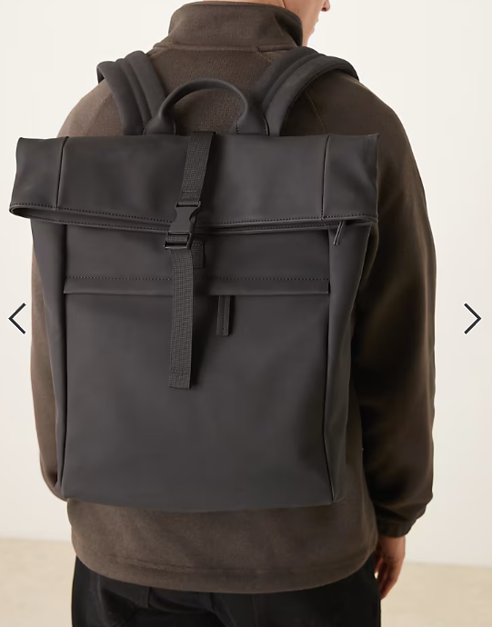 Mango roll top backpack in black