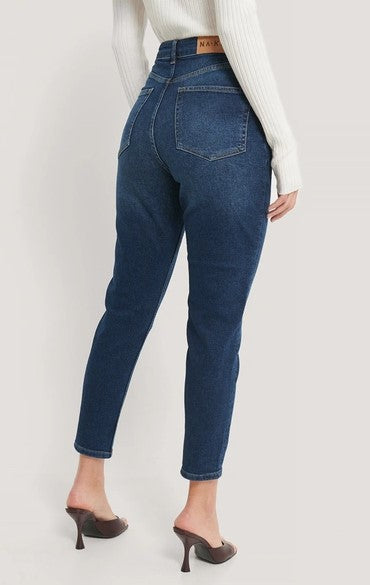 Organic Mom Jeans Blue In Dark Blue