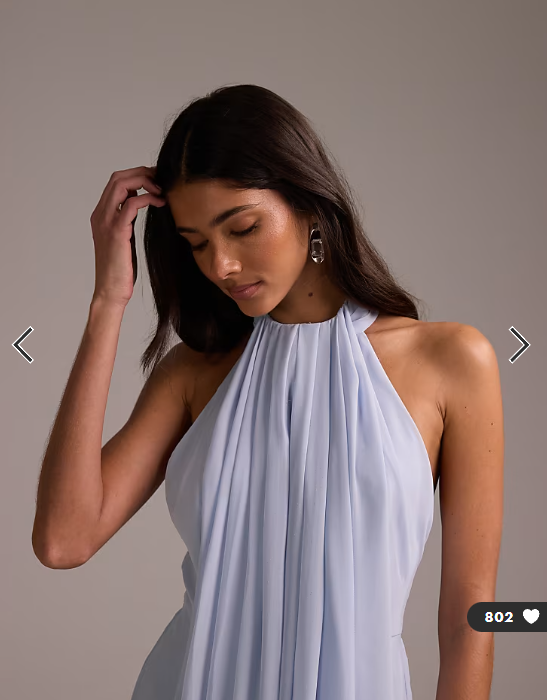 ASOS DESIGN Bridesmaids grecian draped halter maxi dress in blue