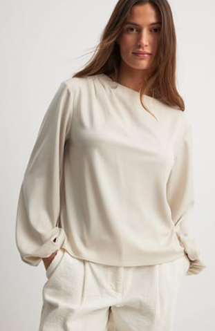 Draped Balloon Sleeve Blouse