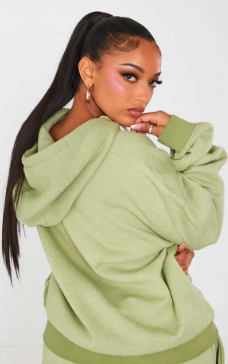 Plt - Shape Khaki Embroidery Washed Zip Through Hoodie