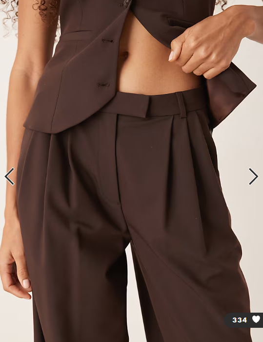 ASOS DESIGN tailored triple pleat wide leg trousers co-ord in chocolate