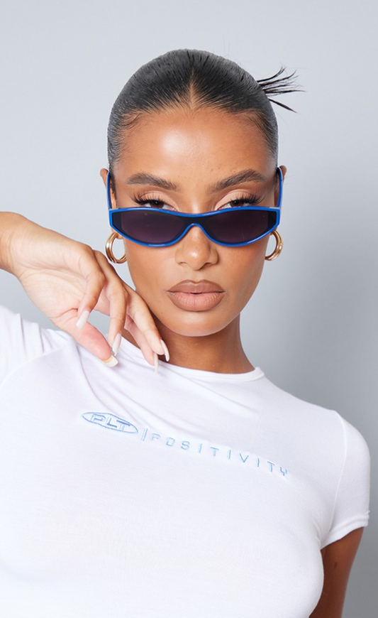 Blue Narrow Visor Sunglasses