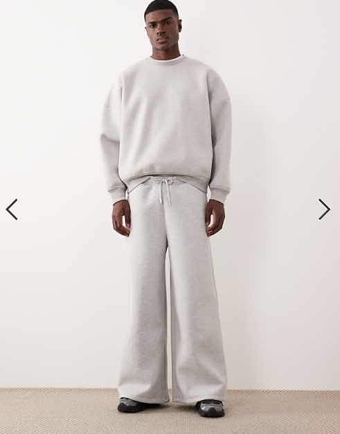 ASOS DESIGN heavyweight super wide leg sweatpants in scuba-style fabric in gray heather