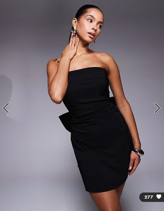 TFNC bandeau bow back mini dress in black