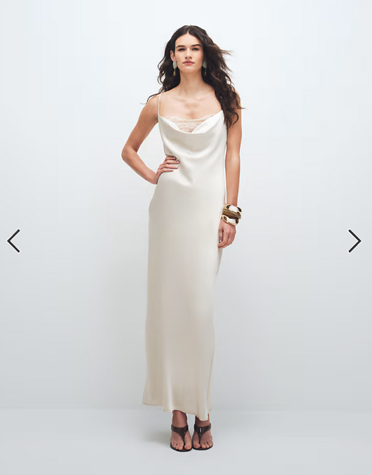 Vila lace insert cowl neck satin cami maxi dress in cream