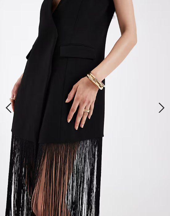 ASOS DESIGN tailored tassel detail blazer in black