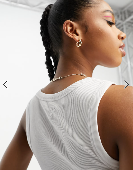 COLLUSION rib vest top in white