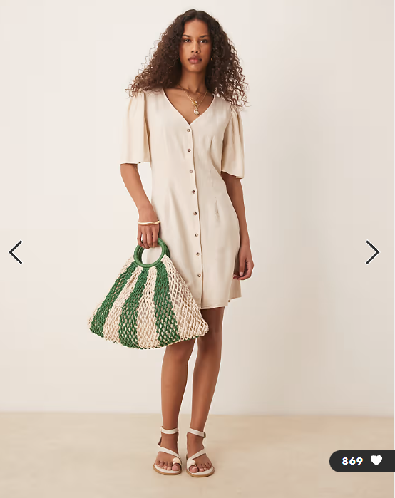 JDY linen mix mini shirt dress in beige