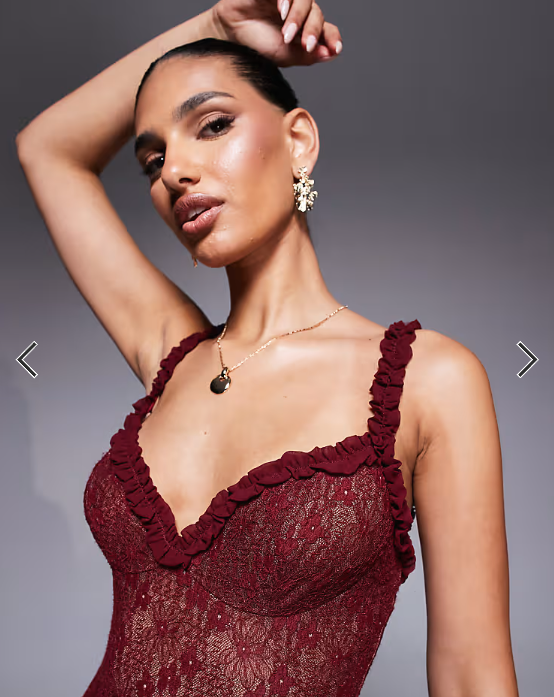 Bardot Alegra stretch lace midi dress in burgundy