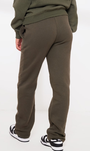 Khaki Badge Logo Detail Straight Leg Joggers