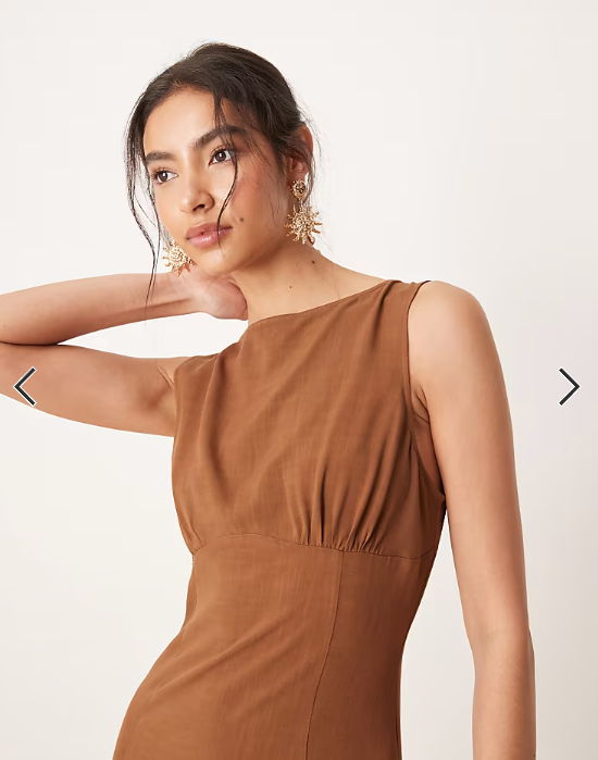 ASOS DESIGN ruched bust with lace trim mini dress in chocolate