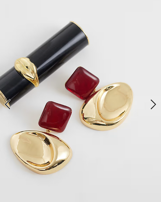 Mango statement geometric drop earrings in gold