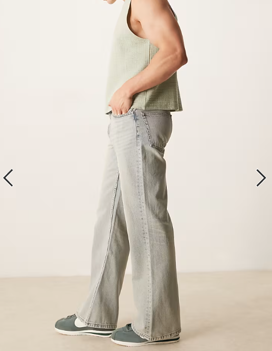 ASOS DESIGN wide flare jeans with vintage tint in light wash blue