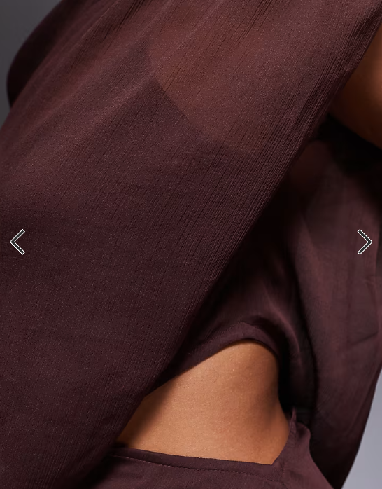 ASOS DESIGN high neck draped asymmetric mini dress with cut out in chocolate