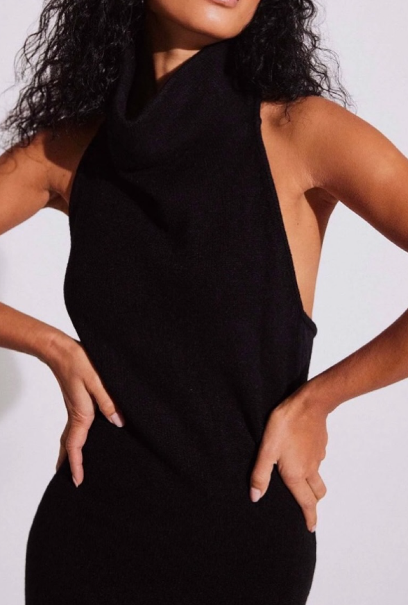 NAKD - Knitted Maxi Scarf Dress - black