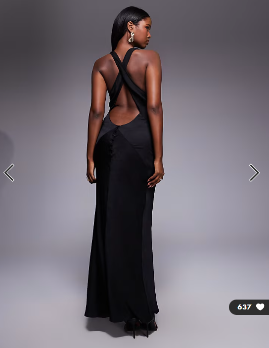 ASOS DESIGN satin chiffon mix panelled bias maxi dress with wrap back detail in black