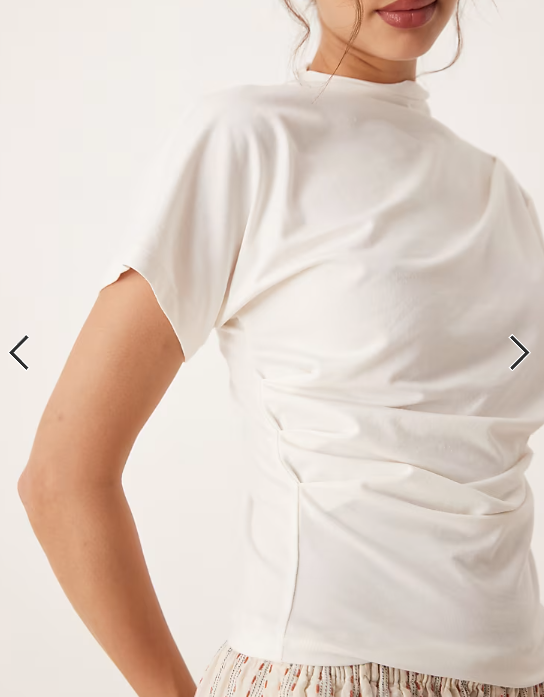 ASOS DESIGN twist shoulder drapey top in cream