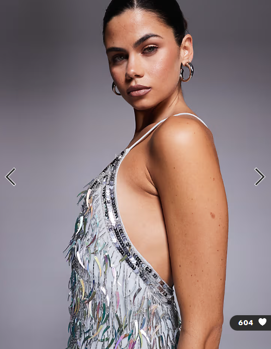 ASOS DESIGN shard embellished cami romper playsuit in silver