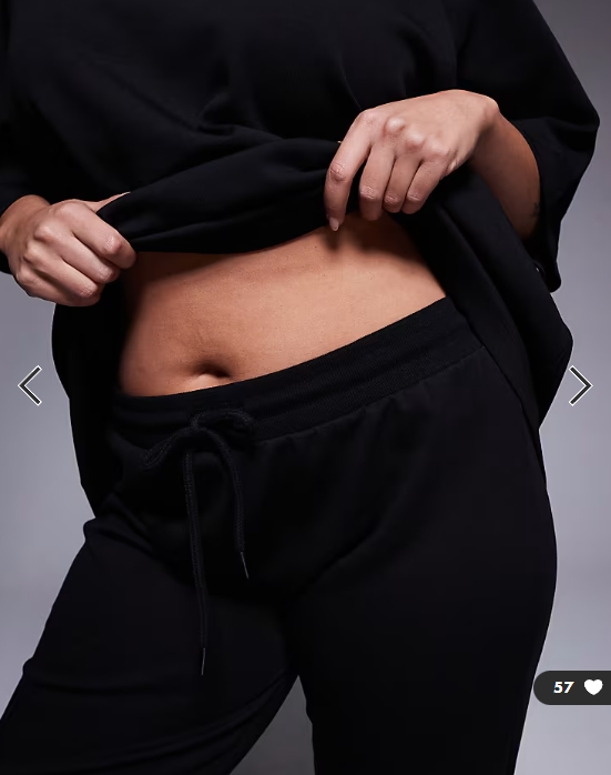 ASOS DESIGN Curve co-ord interlock flared jogger in black