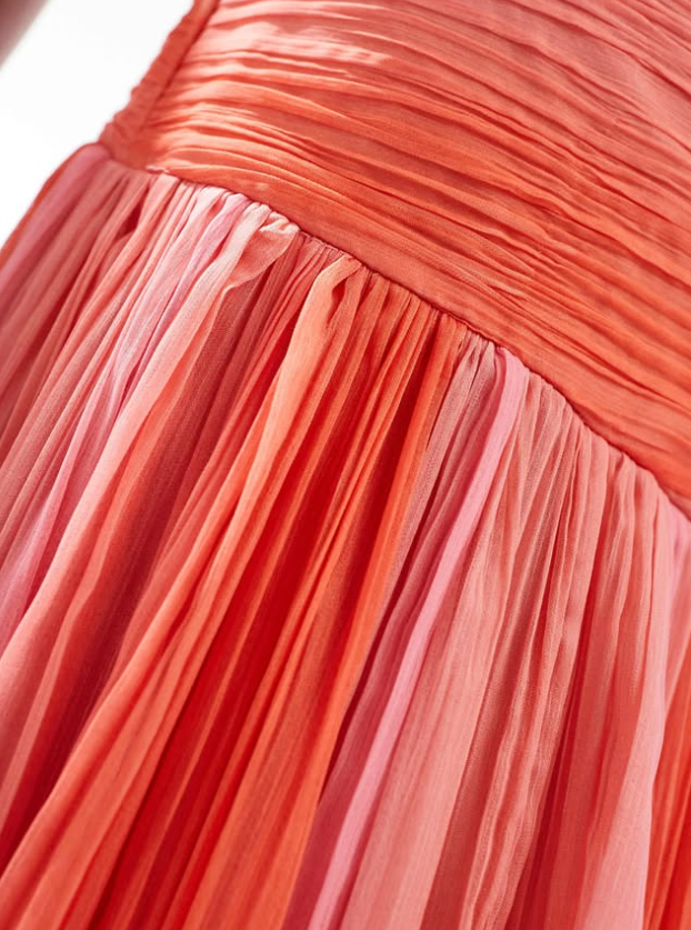 Asos - shirred bodice midi dress in pink and red stripe