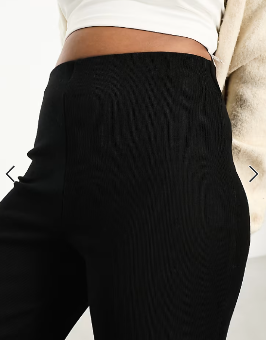 ASOS DESIGN wide leg heavyweight rib trouser in black