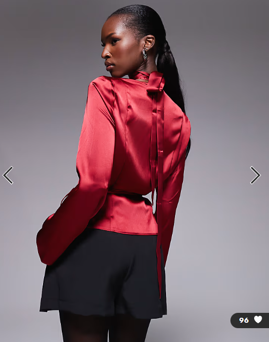 ASOS DESIGN satin scarf detail wrap blouse