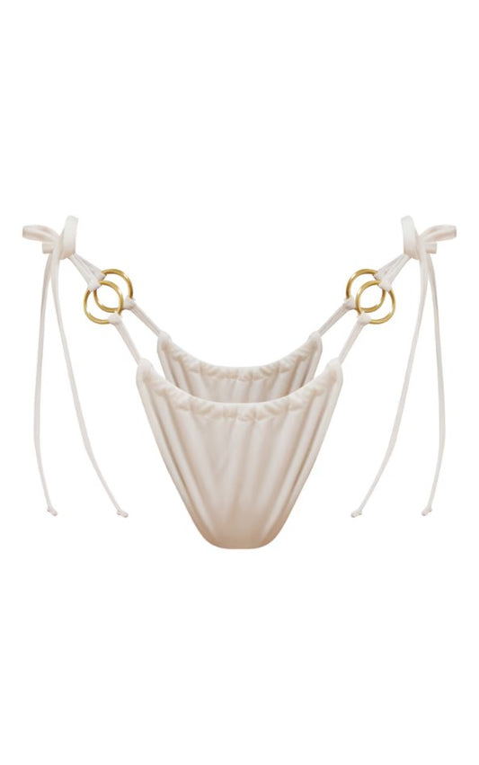 White O Ring Tanga Bikini Bottoms