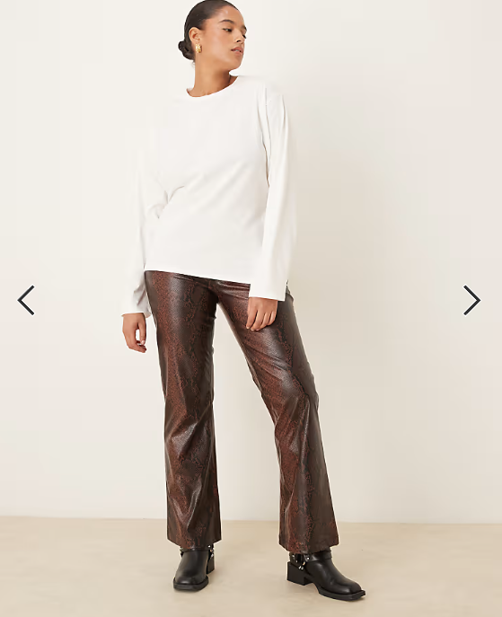ASOS DESIGN Curve cinched waist asymmetric hem long sleeve tee in cream