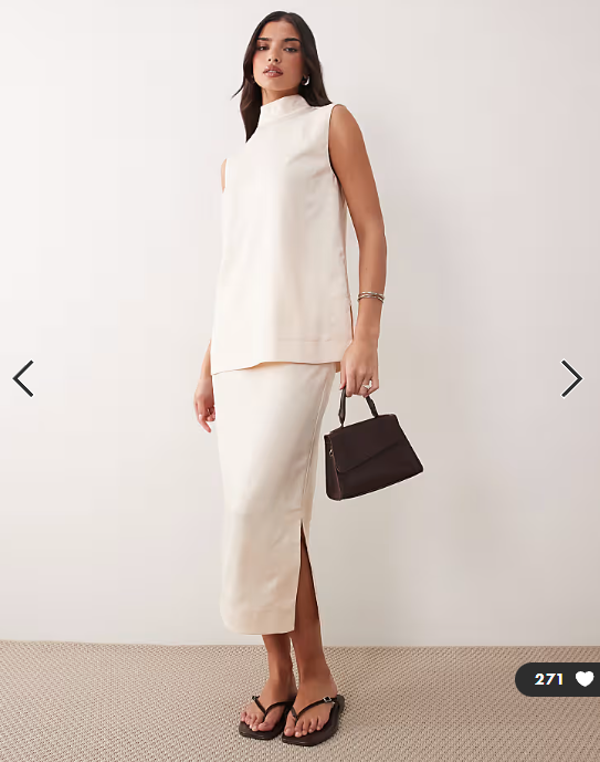 ASOS DESIGN co-ord sleeveless high neck top in satin