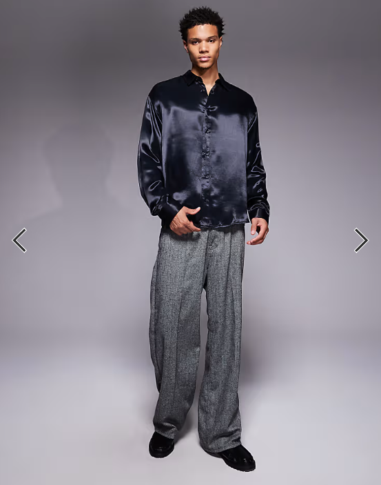 Asos - oversized satin shirt black