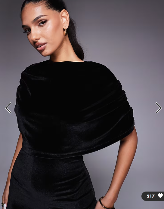 ASOS DESIGN velvet cape maxi dress in black