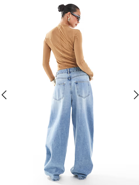 ASOS DESIGN high waisted barrel leg jeans in light mid blue