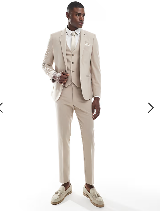 ASOS DESIGN skinny suit jacket in stone