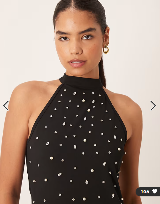 Vila halter neck embellished mini dress in black