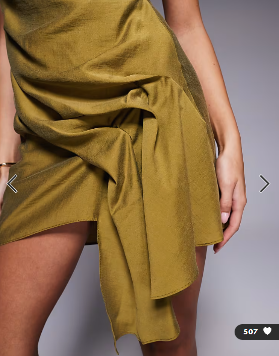 ASOS DESIGN bandeau mini dress with side pleat detail in green