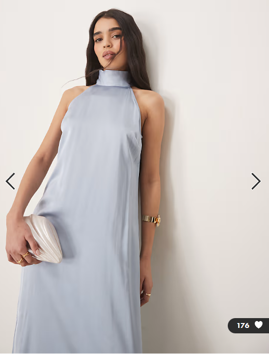 VILA halterneck maxi dress with tie neck in pastel blue