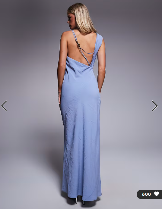 ASOS DESIGN Petite one shoulder midi dress with back trim detail in powder blue
