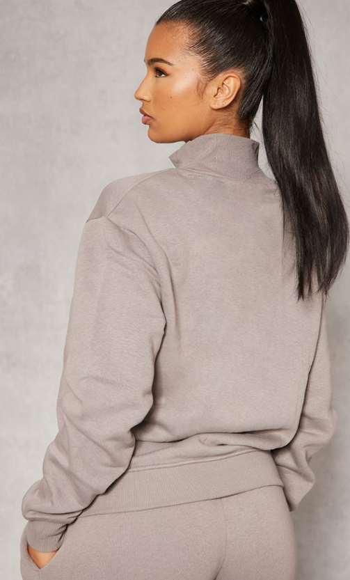 Charcoal Seam Detail Zip Through Track Top