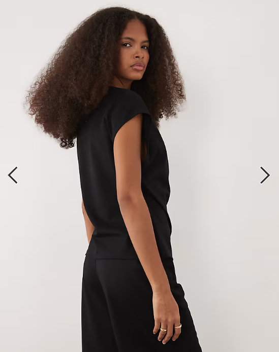 Mango Candelo cap sleeve nipped waist top co-ord in black