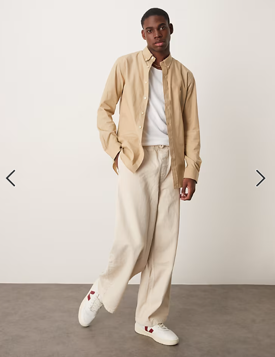 Polo Ralph Lauren icon logo slim fit stretch poplin shirt in beige