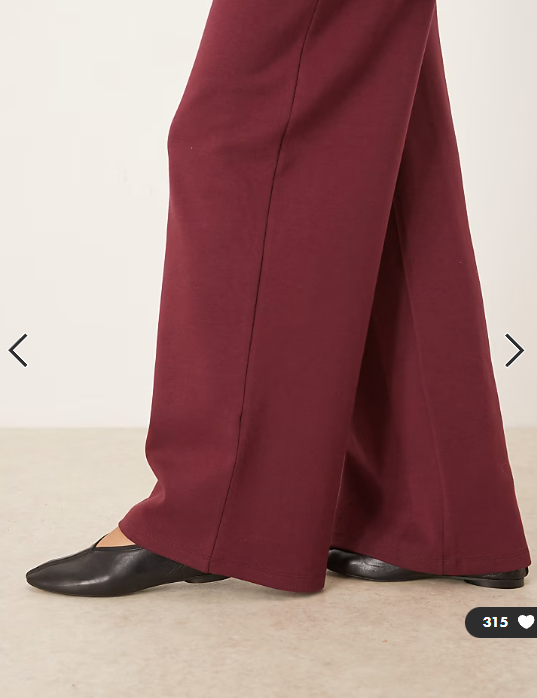 ASOS DESIGN interlock wide leg jogger with wide waistband detail in plum