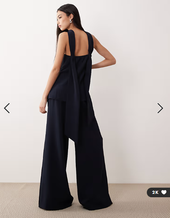 ASOS DESIGN tailored high waist corset detail palazzo trousers co-ord in navy