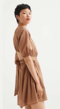 H&M - Open Back tie waist puff sleeve dress