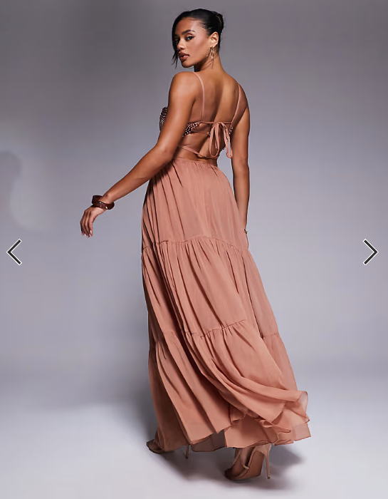 Asos Design Beaded Embellished Bust Maxi Dress
